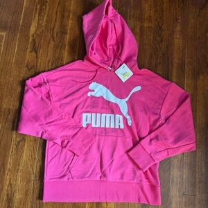 PUMA Pink Hoodie w/Whitee PUMA Logo Drawstring Hoodie